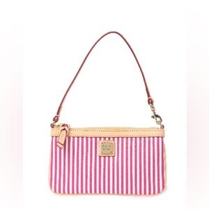 Dooney & Bourke Large Fuchsia Stripe Slim Wristlet Clutch NEW. 1159